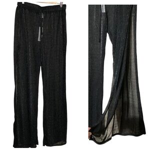 NEW Coast to Waves Sheer Black Sparkle Swim Cover Up Pants - Size 2X